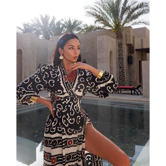 ZARA Printed Wrap Dress Belted New - Picture 5 of 12